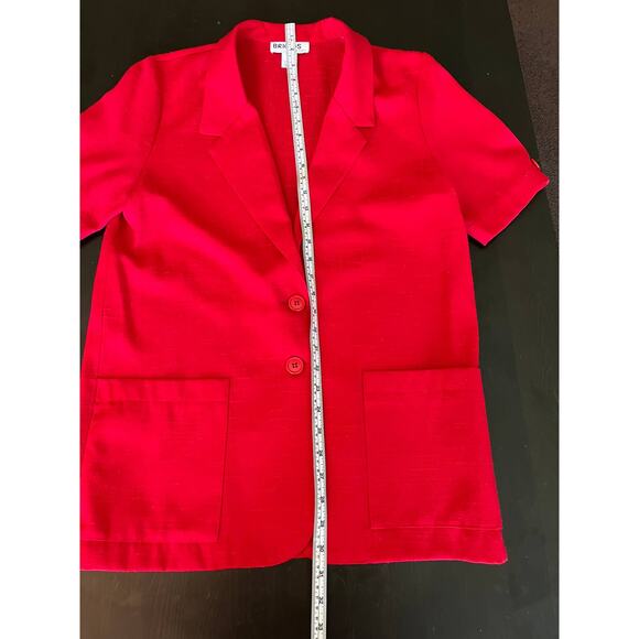 Vintage Briggs 90s Short Sleeve Red V Neck 2 Button Blazer Sz10 - Picture 7 of 12